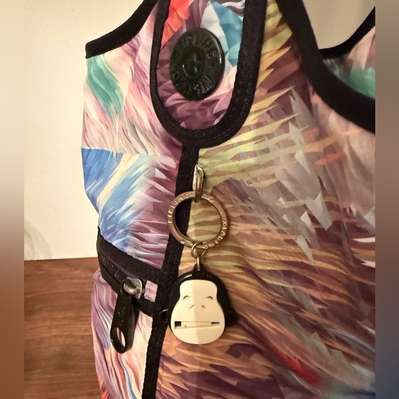 Kipling Large Multicolor Black Green Orange Blue Top Handle Shoulder Tote Bag - Picture 3 of 14